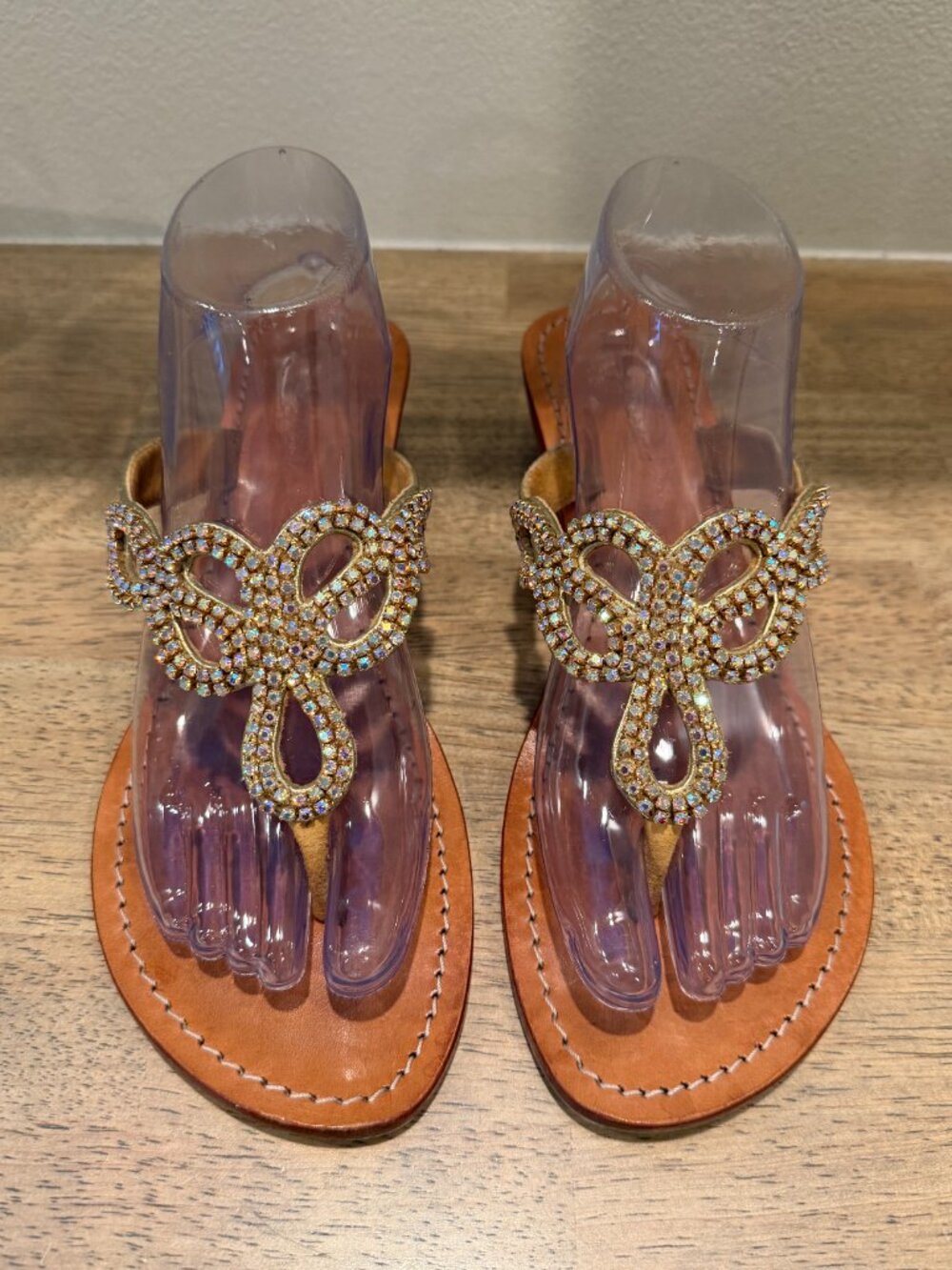 Tommy Bahama Metallic Gold Rhinestone Wedge Sandals 10